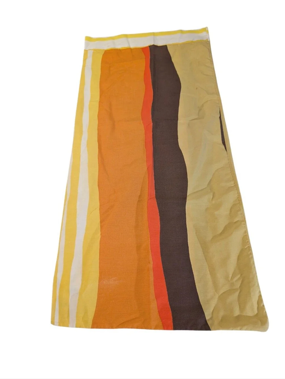 Vintage 1970s King Size Pillowcase Retro Bold Stripes Orange Yellow Brown MCM